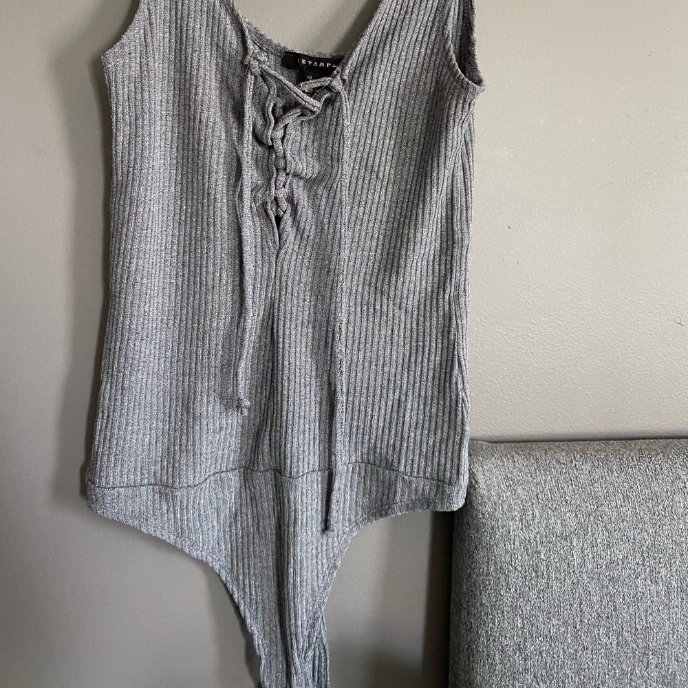Soft sexy lace up bodysuit